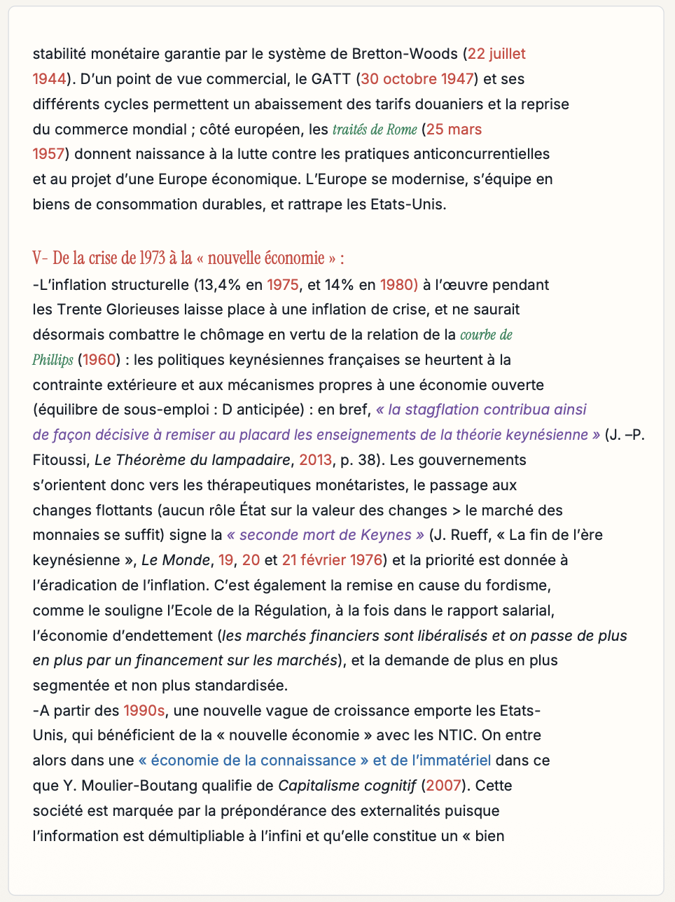 Aperçu réel d'une fiche synthétique d'ESH